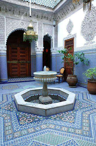 Moroccan Riad decorred with Zellige